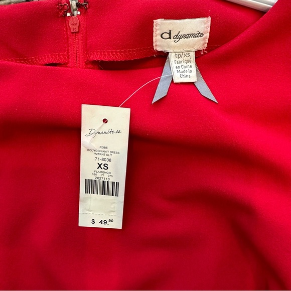 Dynamite Red Dress Front Slit Size XSmall - Picture 4 of 5